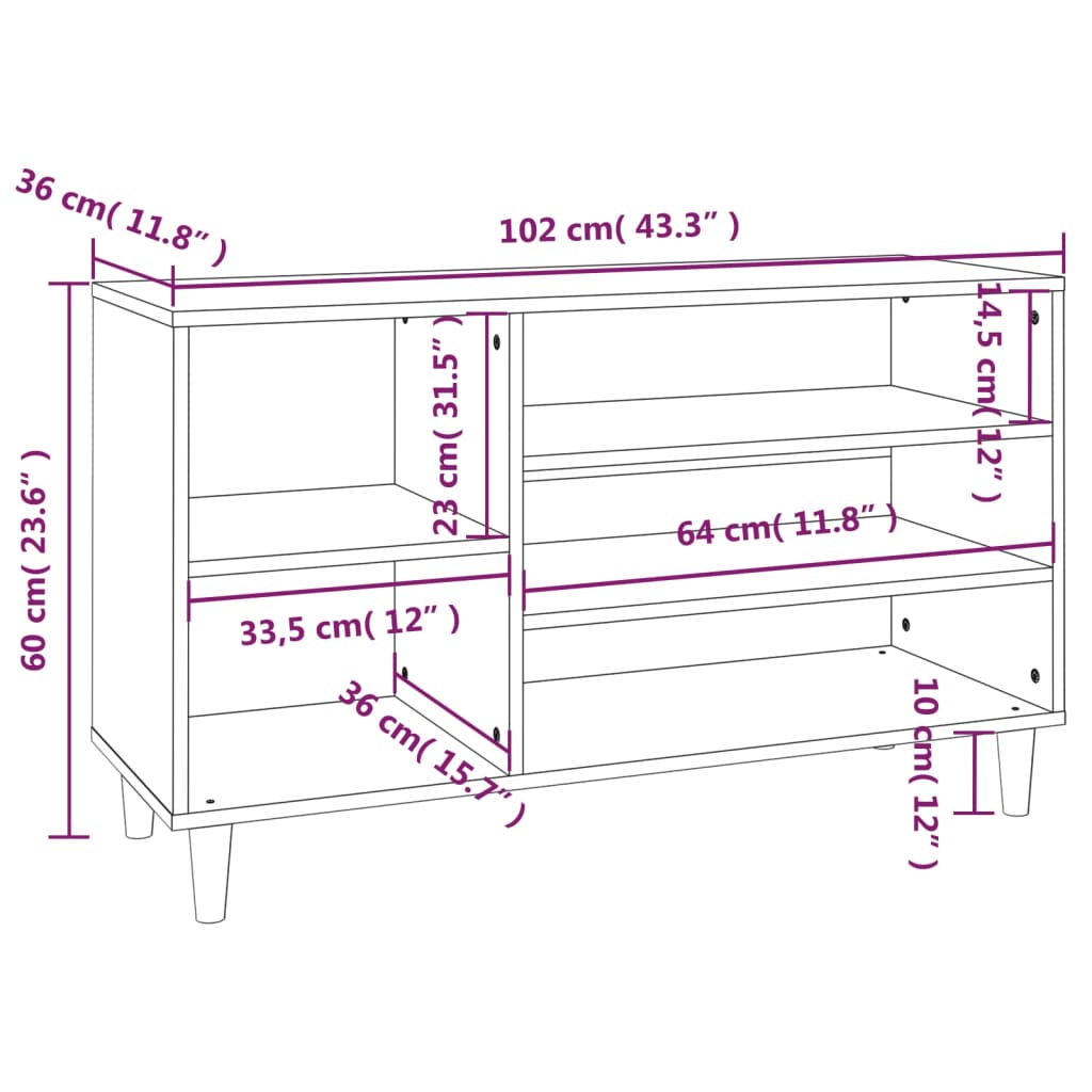 8720287224341_g_en_hd_6 vidaXL Shoe Cabinet Grey Sonoma 102x36x60 cm Engineered Wood - Image 9