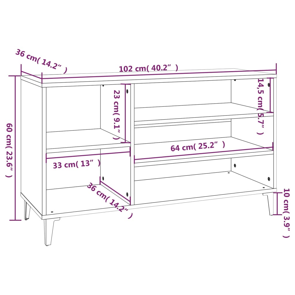8720287224426_g_en_hd_6 vidaXL Shoe Cabinet Grey Sonoma 102x36x60 cm Engineered Wood - Image 9