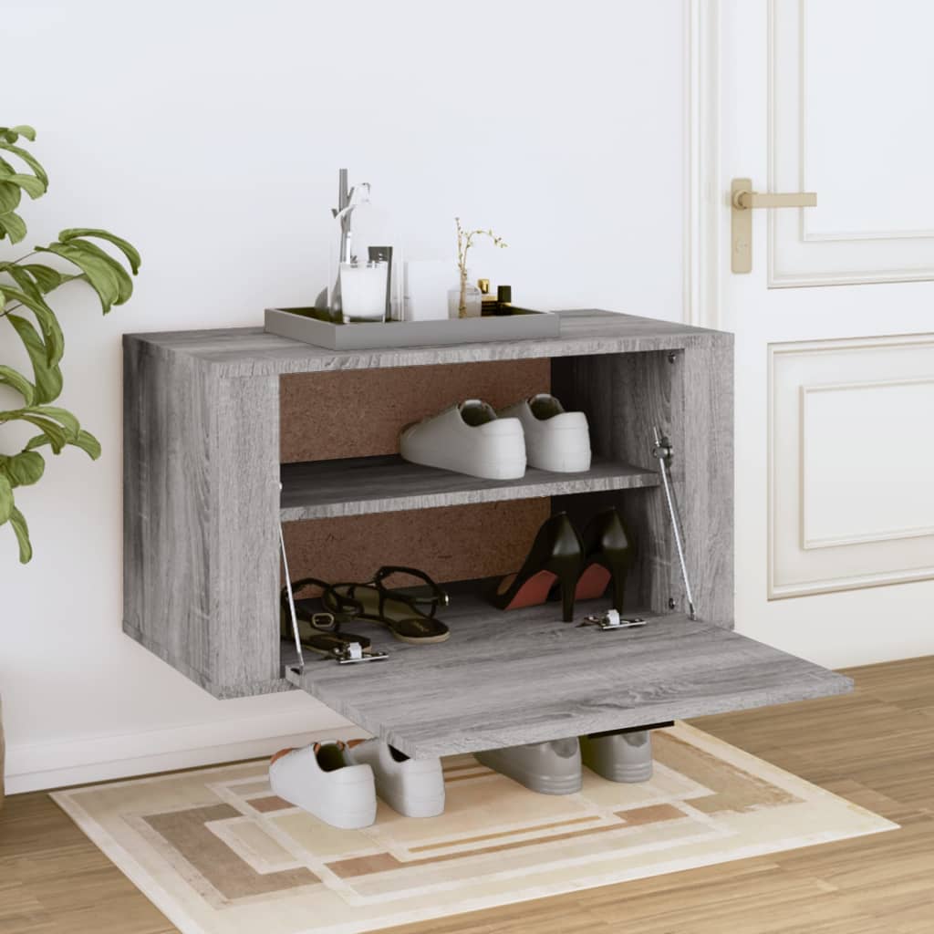 8720287224822_g_en_hd_1 vidaXL Wall-mounted Shoe Cabinet Grey Sonoma 70x35x38 cm Solid Wood Pine - Image 3
