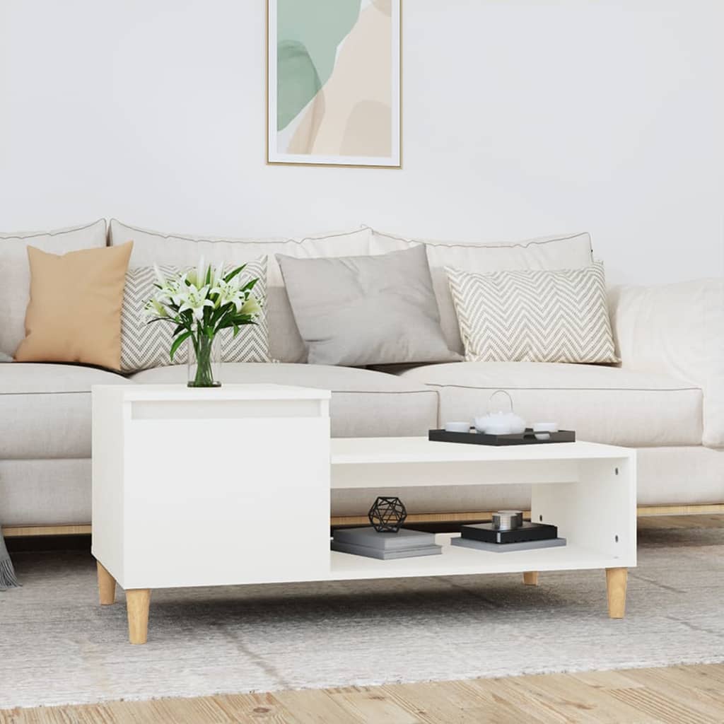 vidaXL Coffee Table White 100x50x45 cm Engineered Wood