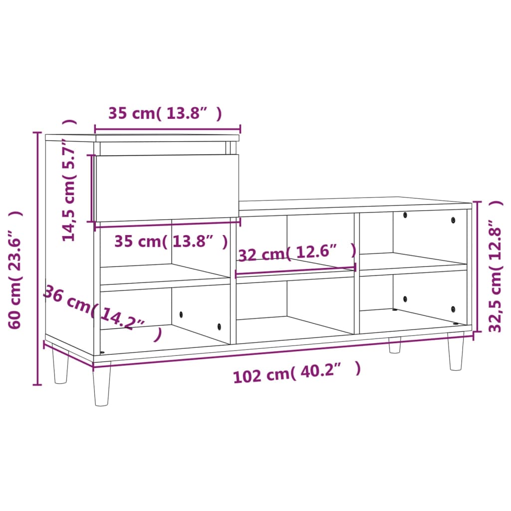 8720287225461_g_en_hd_9 vidaXL Shoe Cabinet Grey Sonoma 102x36x60 cm Engineered Wood - Image 12