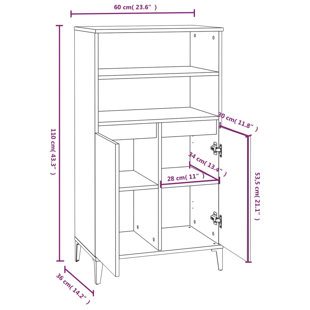 8720287225683_g_en_hd_7 vidaXL Highboard Concrete Grey 60x36x110 cm Engineered Wood - Image 10