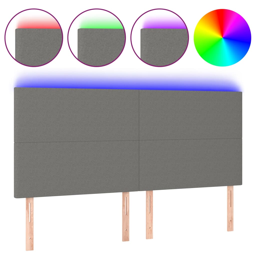 8720287287957_a_en_hd_1 vidaXL LED Headboard Dark Grey 160x5x118/128 cm Fabric - Image 2