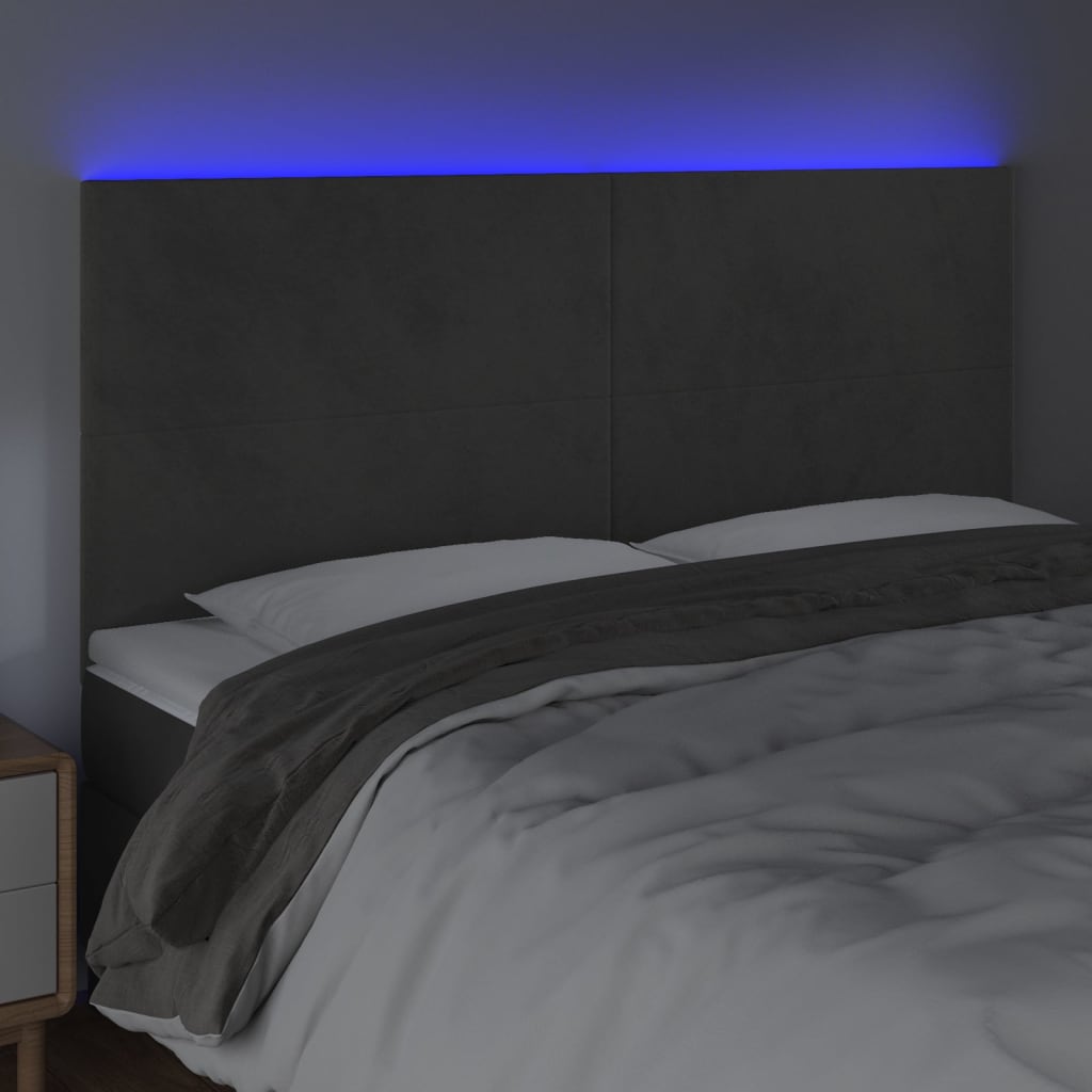 8720287288435_g_en_hd_1 vidaXL LED Headboard Dark Grey 160 cm Velvet - Image 3