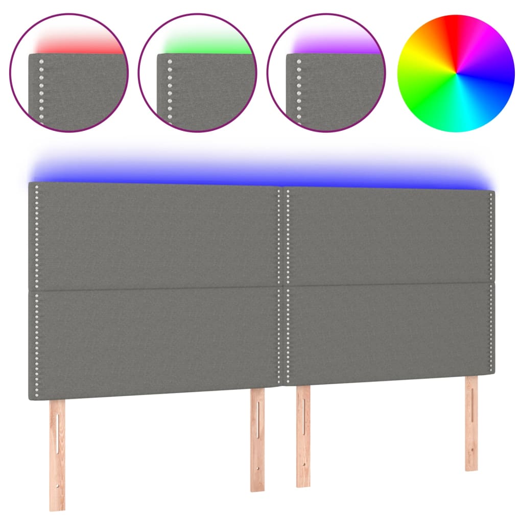 8720287289357_a_en_hd_1 vidaXL LED Headboard Dark Grey 160 cm Fabric - Image 2