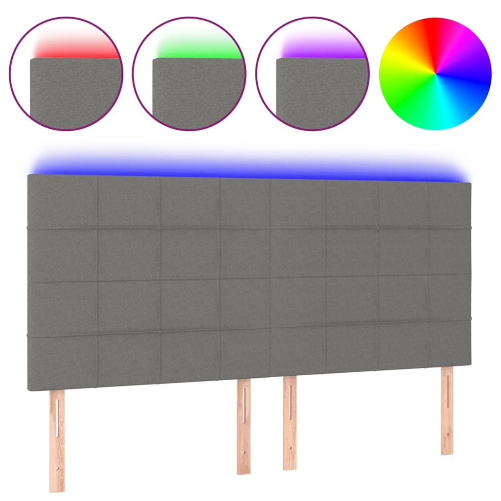 8720287290759_a_en_hd_1 vidaXL LED Headboard Dark Grey 160x5x118/128 cm Fabric - Image 2