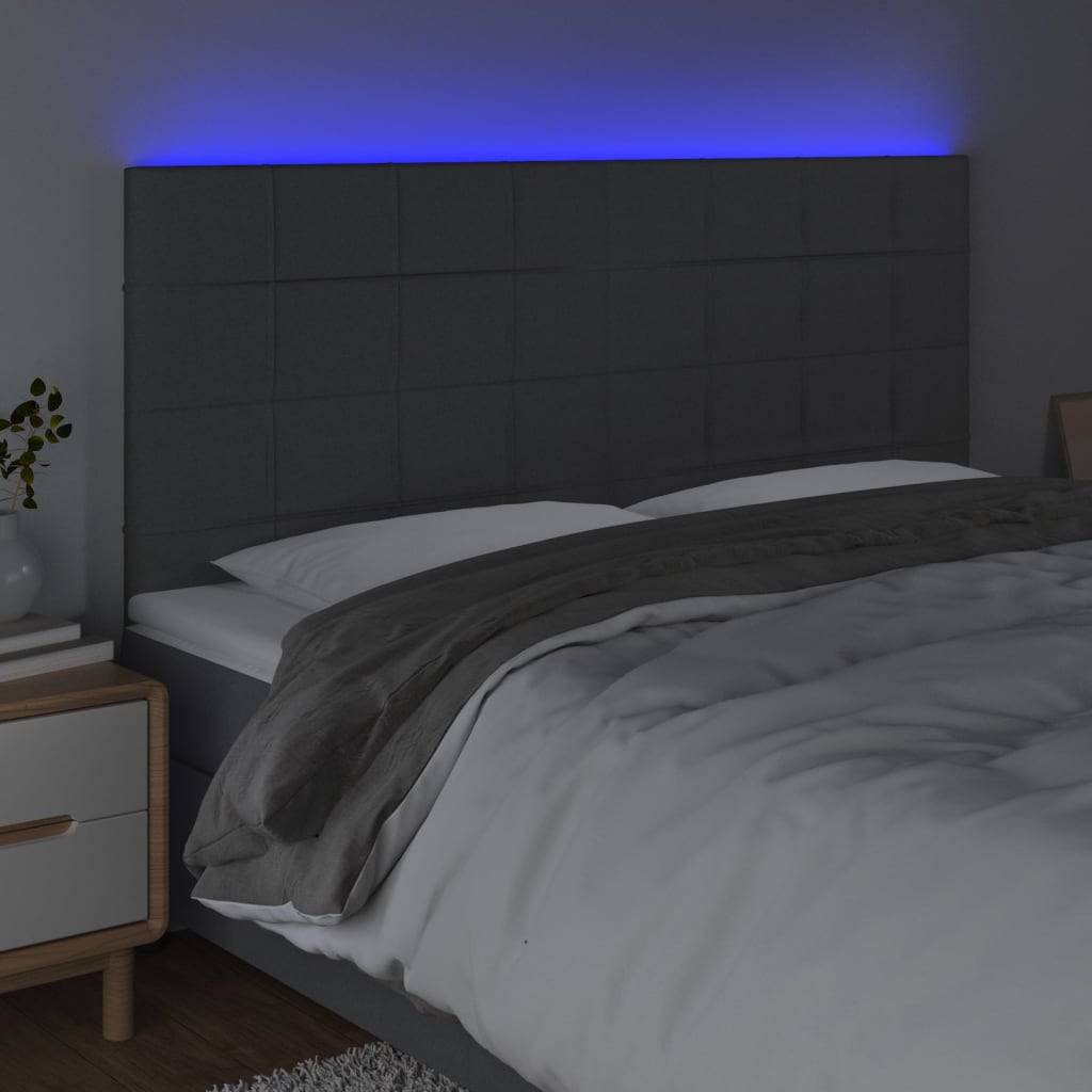 8720287290759_g_en_hd_1 vidaXL LED Headboard Dark Grey 160x5x118/128 cm Fabric - Image 3