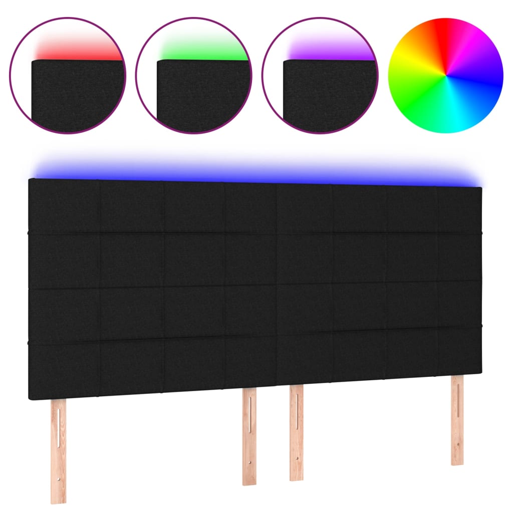 8720287290766_a_en_hd_1 vidaXL LED Headboard Black 160 cm Fabric - Image 2