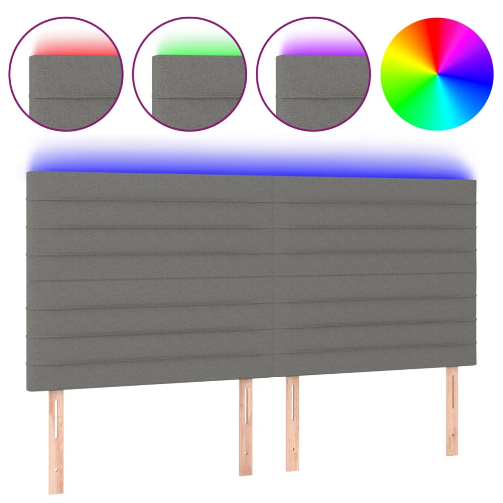 8720287292159_a_en_hd_1 vidaXL LED Headboard Dark Grey 160 cm Fabric - Image 2
