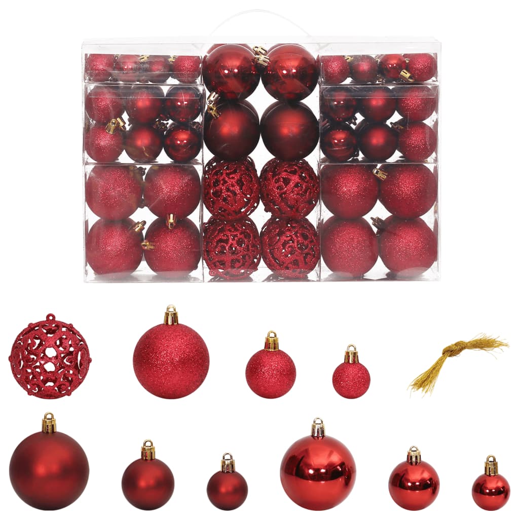 8720845408107_a_en_hd_1 vidaXL Christmas Baubles 100 pcs Wine Red 3 / 4 / 6 cm - Image 2