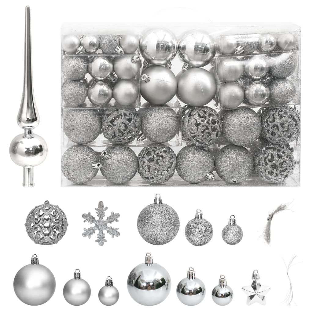 8720845408138_a_en_hd_1 vidaXL 111 Piece Christmas Bauble Set Silver Polystyrene - Image 2