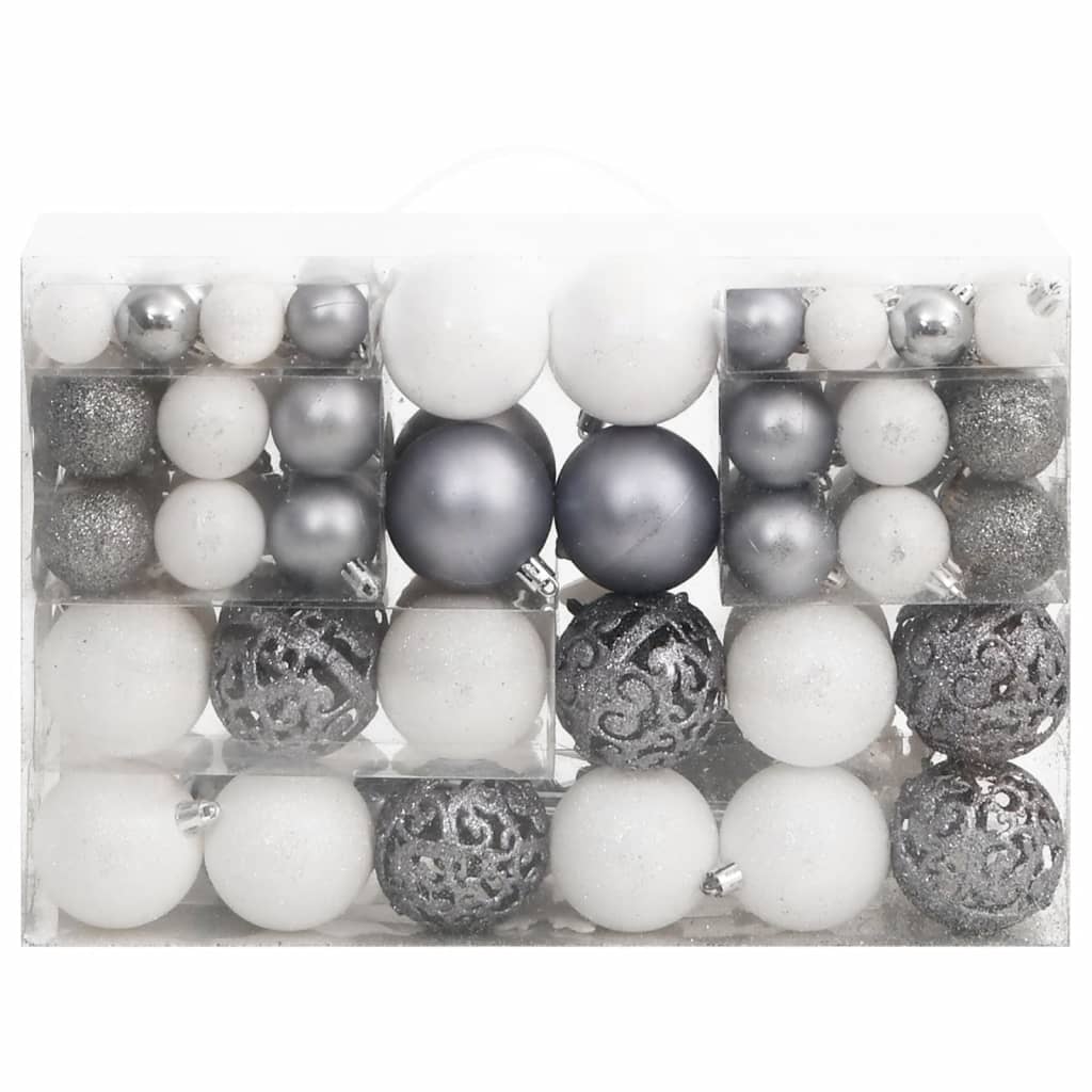 8720845408152_g_en_hd_1 vidaXL 111 Piece Christmas Bauble Set White and Grey Polystyrene - Image 3