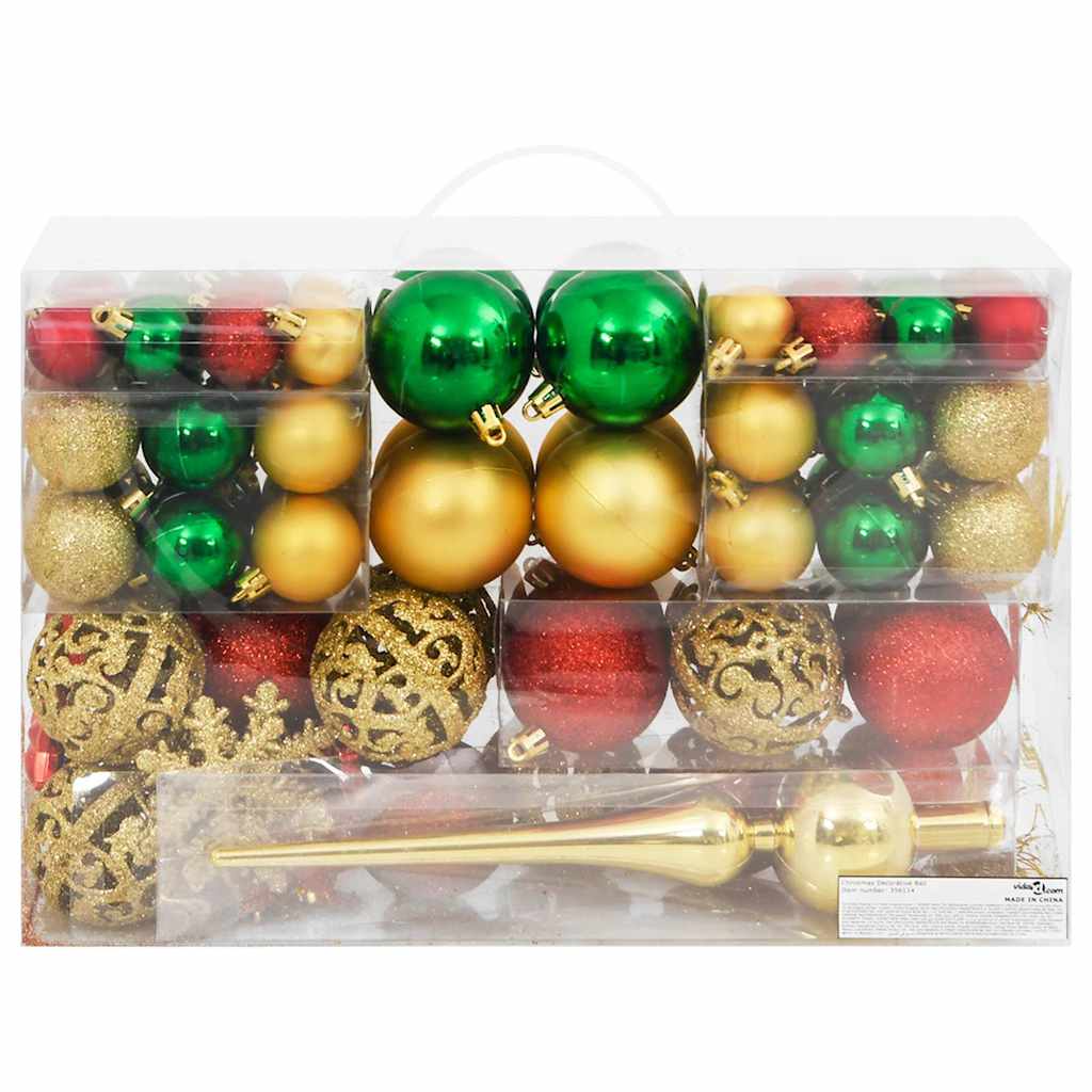8720845408169_a_en_hd_1 vidaXL 112 Piece Christmas Bauble Set Red / Green / Gold Polystyrene - Image 2