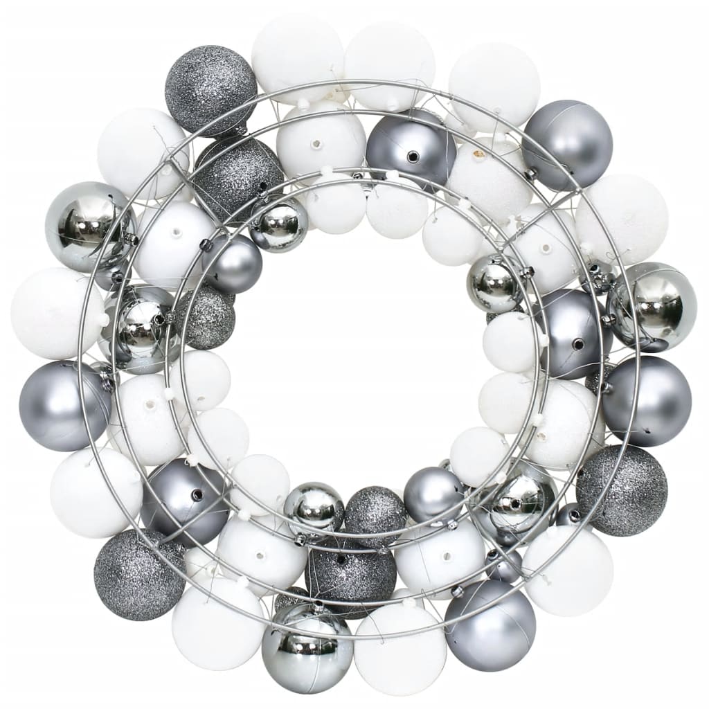 8720845408268_g_en_hd_1 vidaXL Christmas Wreath White and Grey 45 cm Polystyrene - Image 2