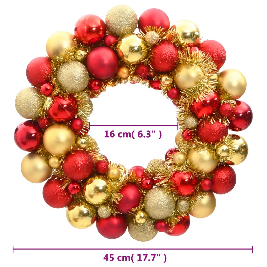 8720845408275_g_en_hd_3 vidaXL Christmas Wreath Red and Gold 45 cm Polystyrene - Image 4