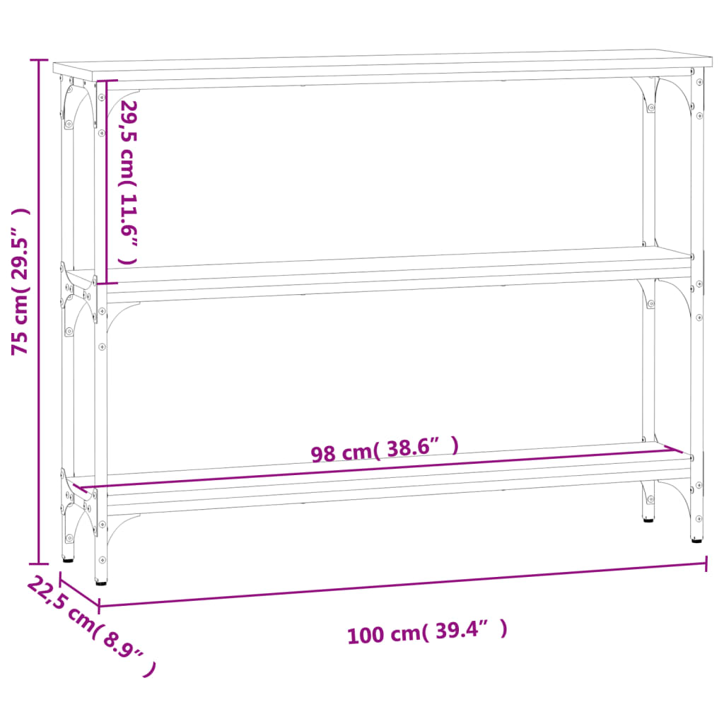 8720845419776_g_en_hd_7 vidaXL Console Table Sonoma Oak 100x22.5x75 cm Engineered Wood - Image 10