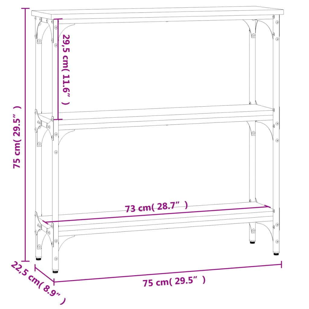 8720845419820_g_en_hd_7 vidaXL Console Table Sonoma Oak 75x22.5x75 cm Engineered Wood - Image 10