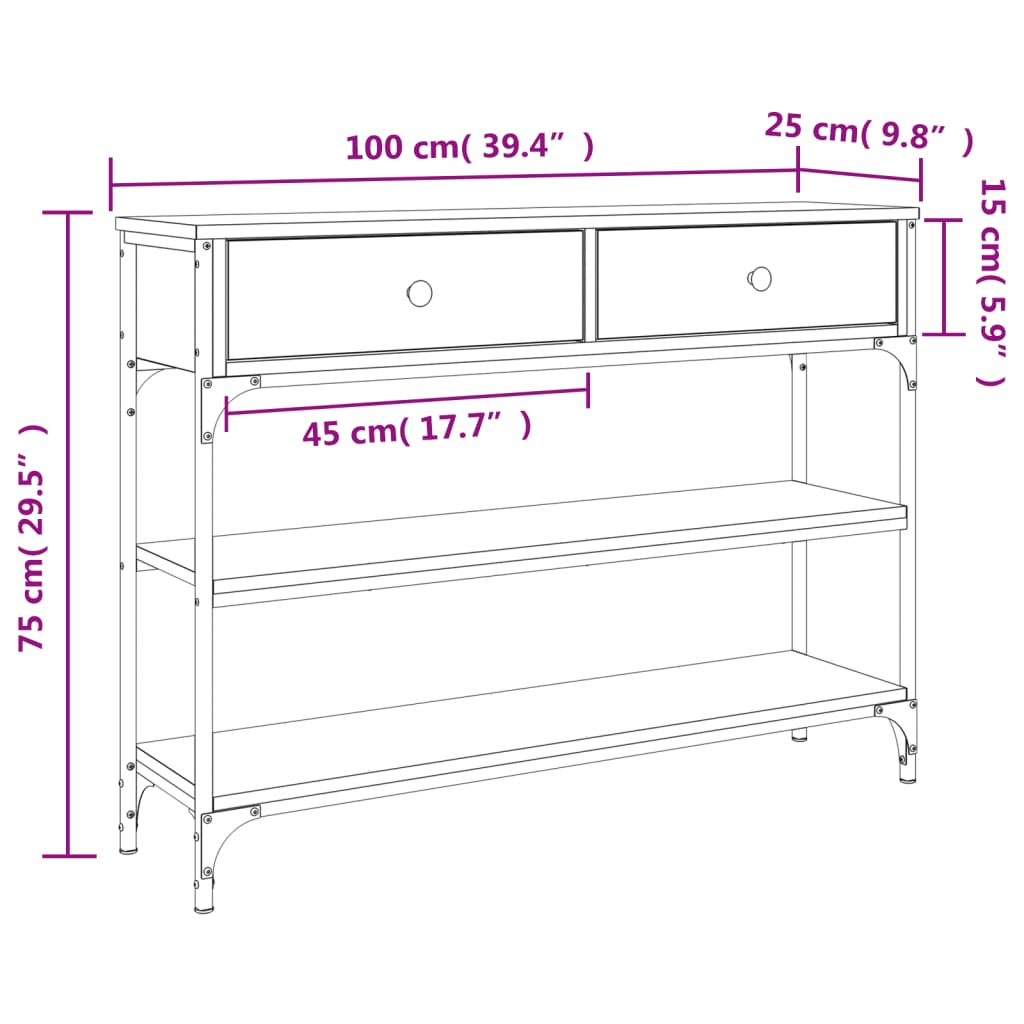 8720845421311_g_en_hd_9 vidaXL Console Table Black 100x25x75 cm Engineered Wood - Image 12