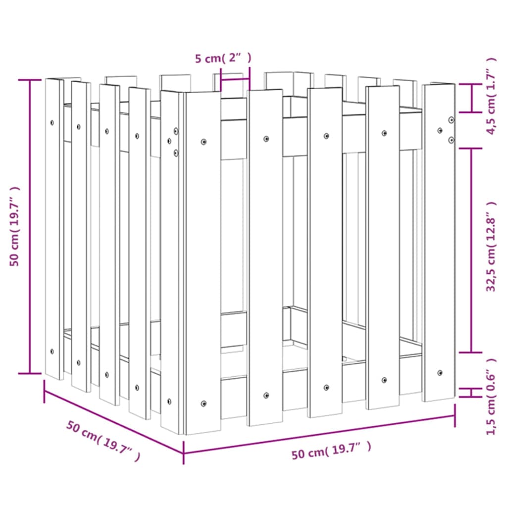 8720845434052_g_en_hd_7 vidaXL Garden Planter with Fence Design Black 50x50x50 cm Solid Wood Pine - Image 9