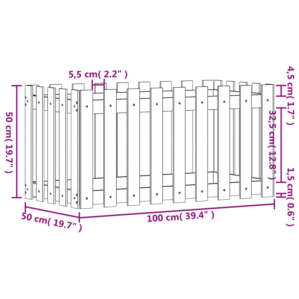 8720845434281_g_en_hd_7 vidaXL Garden Raised Bed with Fence Design 100x50x50 cm Solid Wood Pine - Image 9