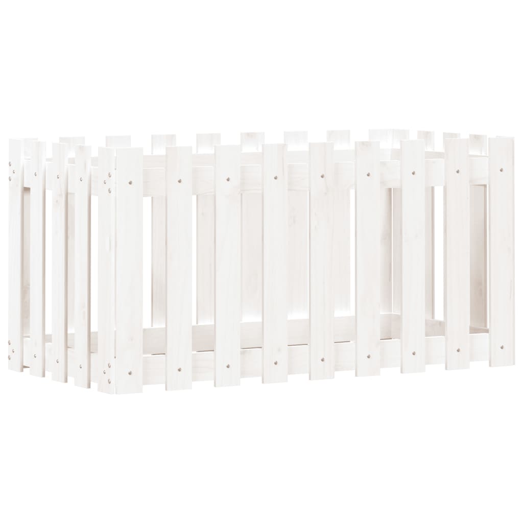 8720845434298_a_en_hd_1 vidaXL Garden Raised Bed with Fence Design White 100x50x50 cm Solid Wood Pine - Image 2
