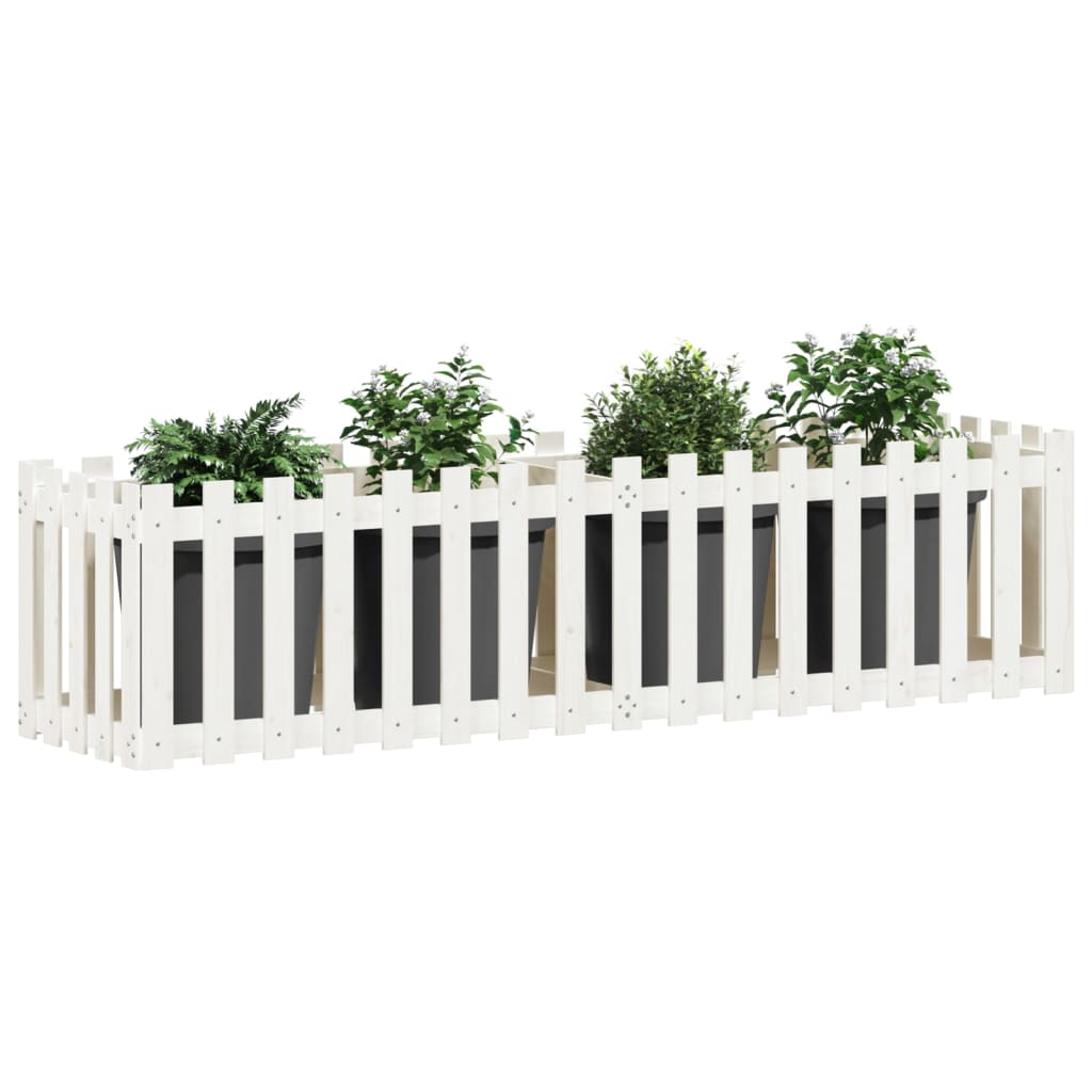 8720845434595_g_en_hd_1 vidaXL Garden Raised Bed with Fence Design White 200x50x50 cm Solid Wood Pine - Image 3