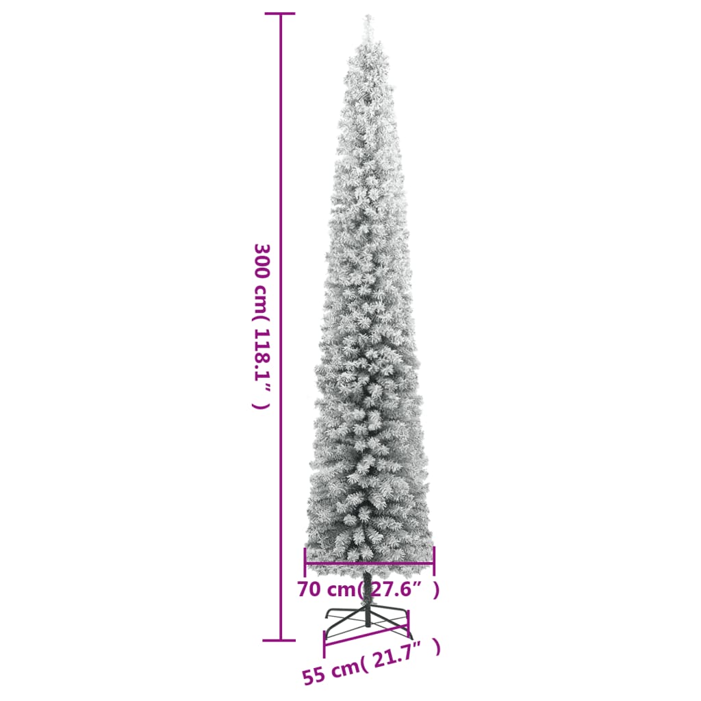8720845443030_g_en_hd_6 vidaXL Slim Christmas Tree with Stand and Flocked Snow 300 cm PVC - Image 7
