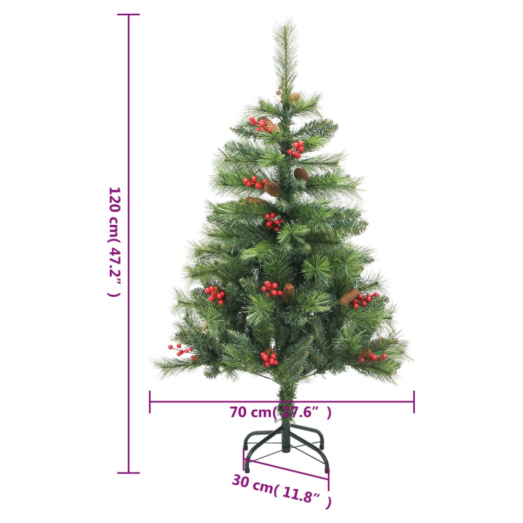 8720845443214_g_en_hd_8 vidaXL Artificial Hinged Christmas Tree with Cones and Berries 120 cm - Image 9