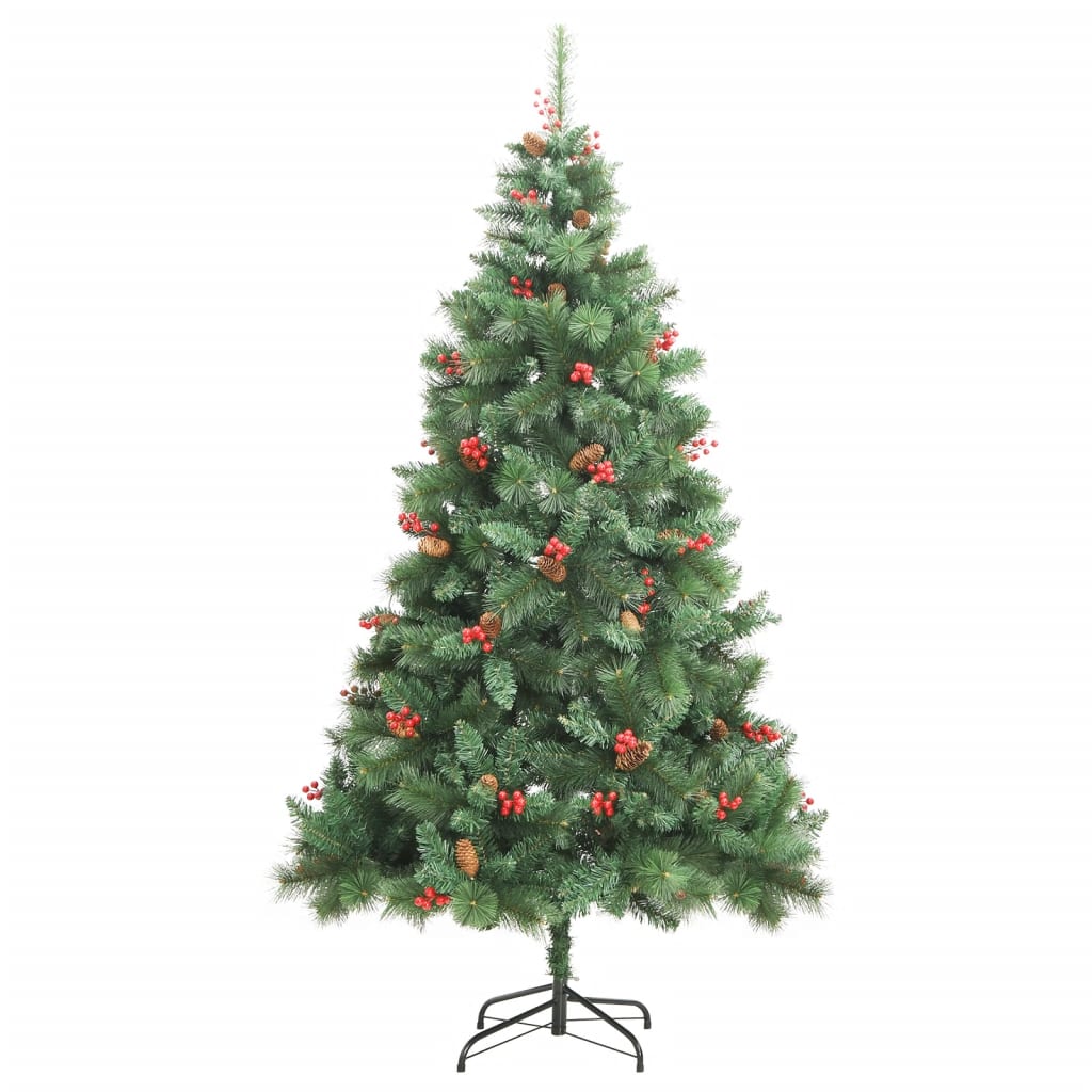 8720845443238_g_en_hd_1 vidaXL Artificial Hinged Christmas Tree with Cones and Berries 180 cm - Image 2