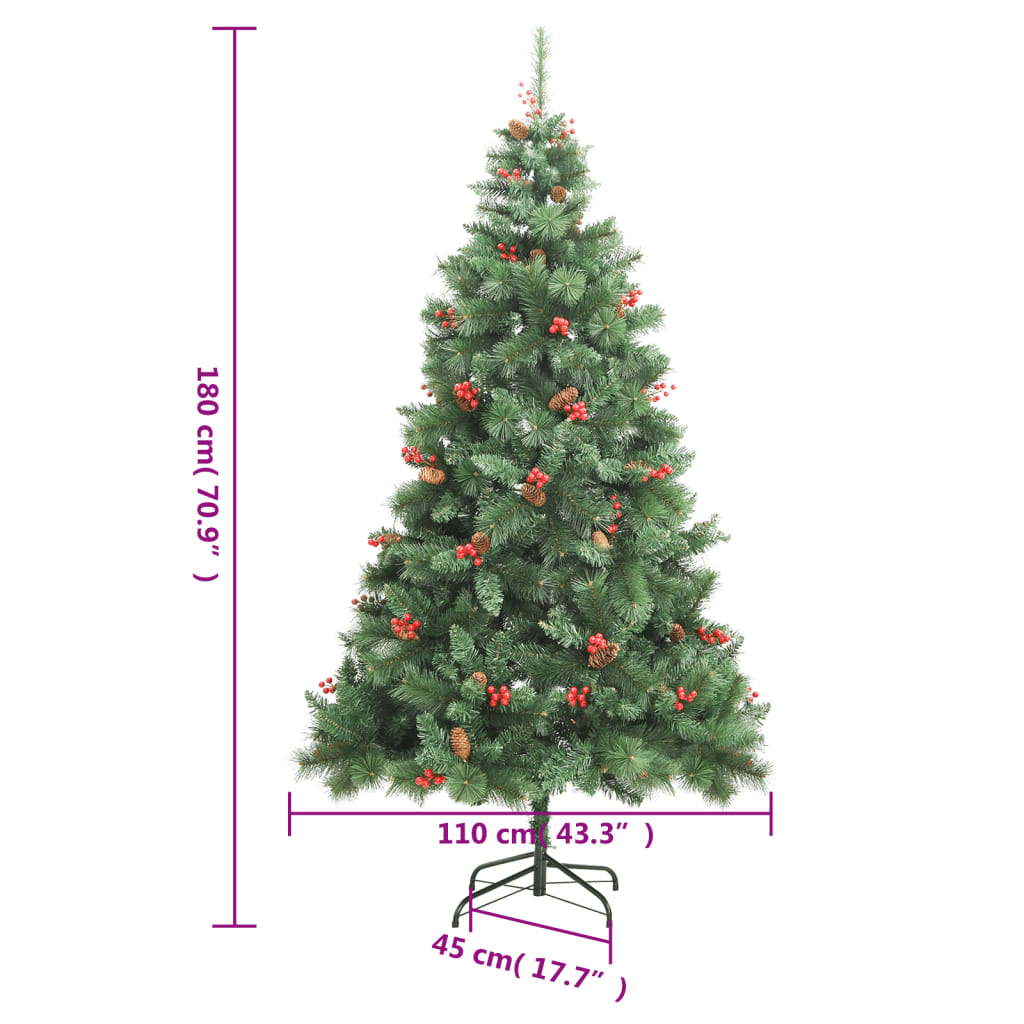 8720845443238_g_en_hd_8 vidaXL Artificial Hinged Christmas Tree with Cones and Berries 180 cm - Image 9