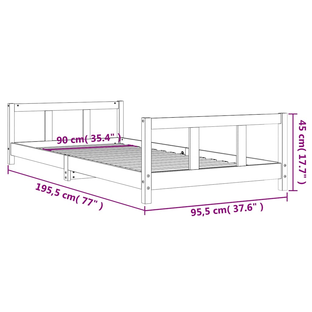 8720845444549_g_en_hd_7 vidaXL Kids Bed Frame White 90x190 cm Solid Wood Pine - Image 9