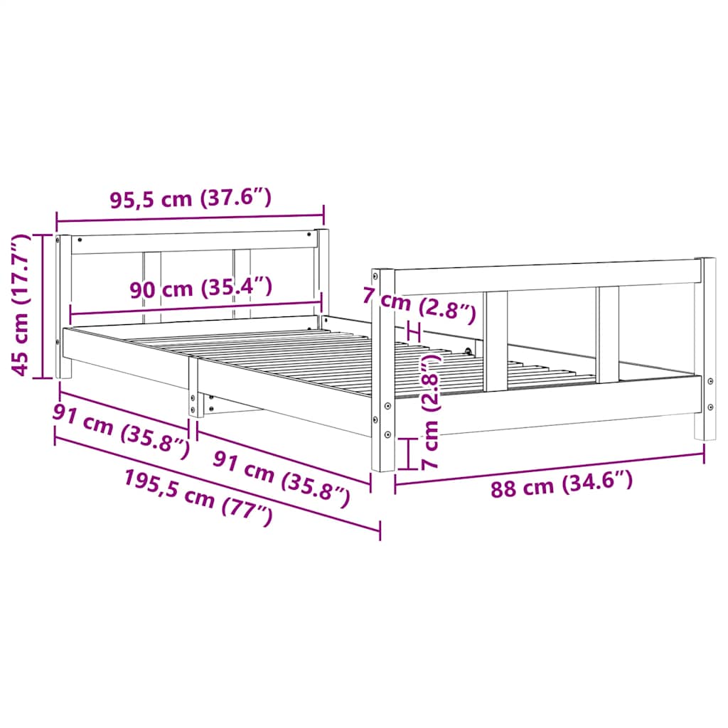 8720845444549_g_en_hd_8 vidaXL Kids Bed Frame White 90x190 cm Solid Wood Pine - Image 10