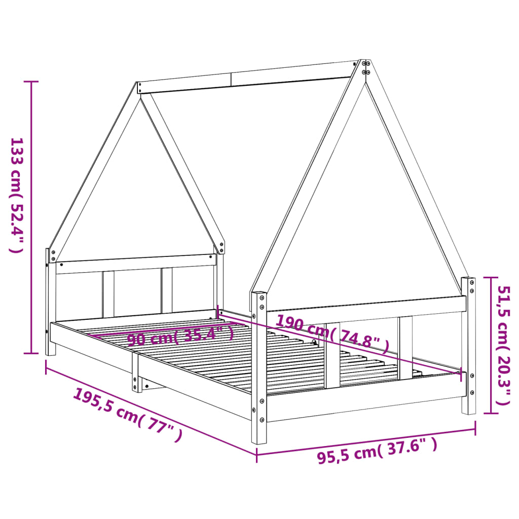 8720845444846_g_en_hd_7 vidaXL Kids Bed Frame White 90x190 cm Solid Wood Pine - Image 9