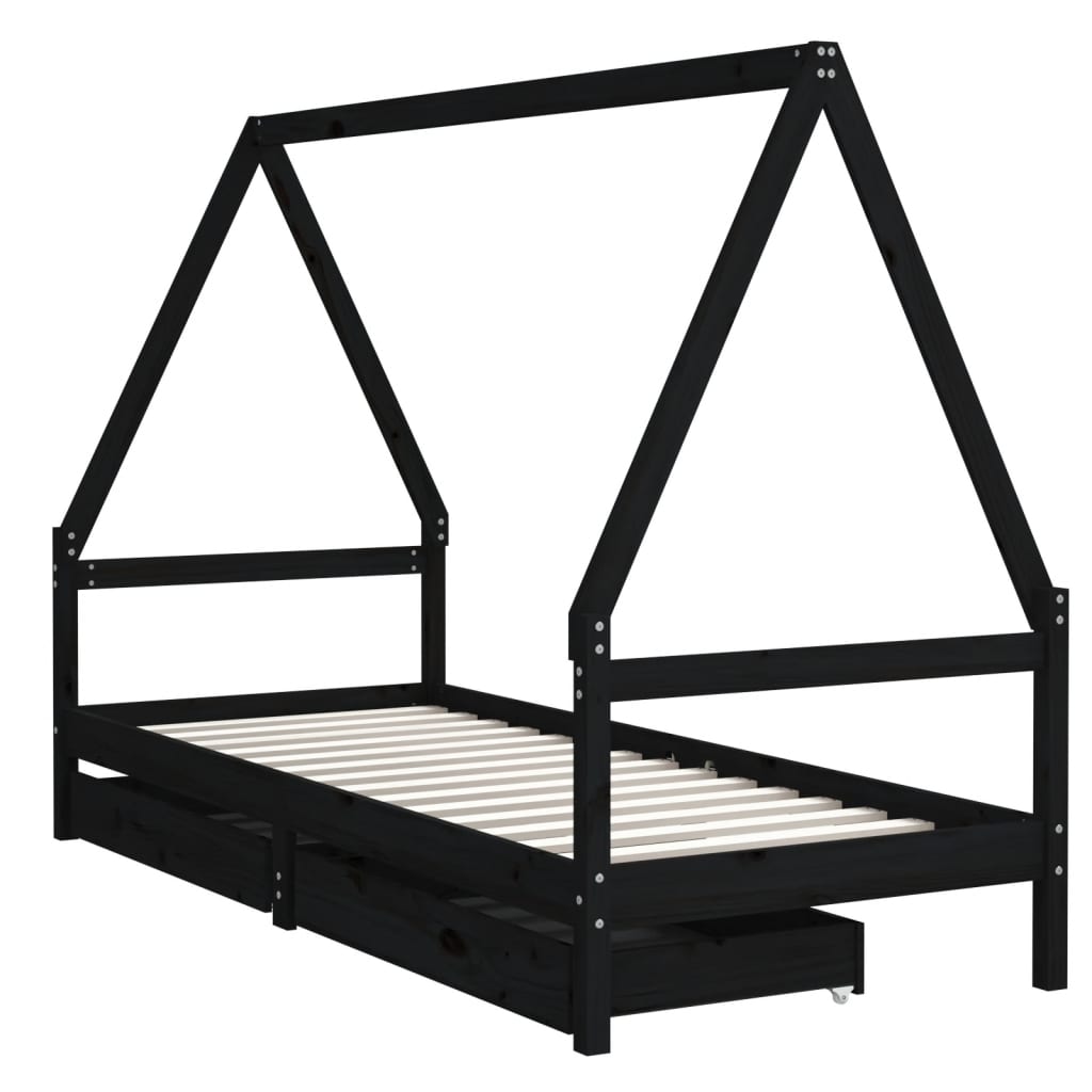 8720845445003_g_en_hd_1 vidaXL Kids Bed Frame with Drawers Black 90x190 cm Solid Wood Pine - Image 3