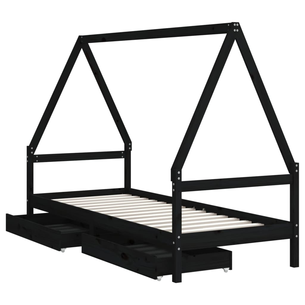 8720845445003_g_en_hd_2 vidaXL Kids Bed Frame with Drawers Black 90x190 cm Solid Wood Pine - Image 4