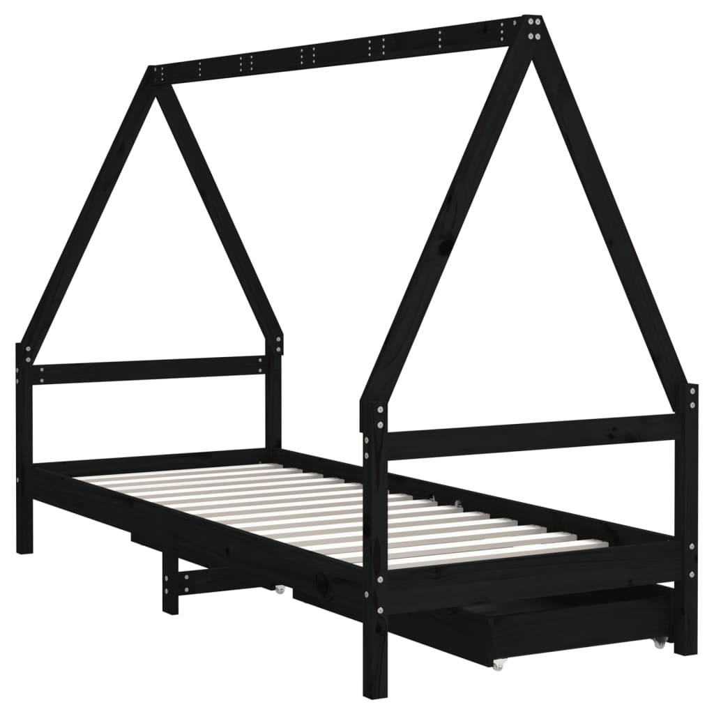 8720845445003_g_en_hd_5 vidaXL Kids Bed Frame with Drawers Black 90x190 cm Solid Wood Pine - Image 7