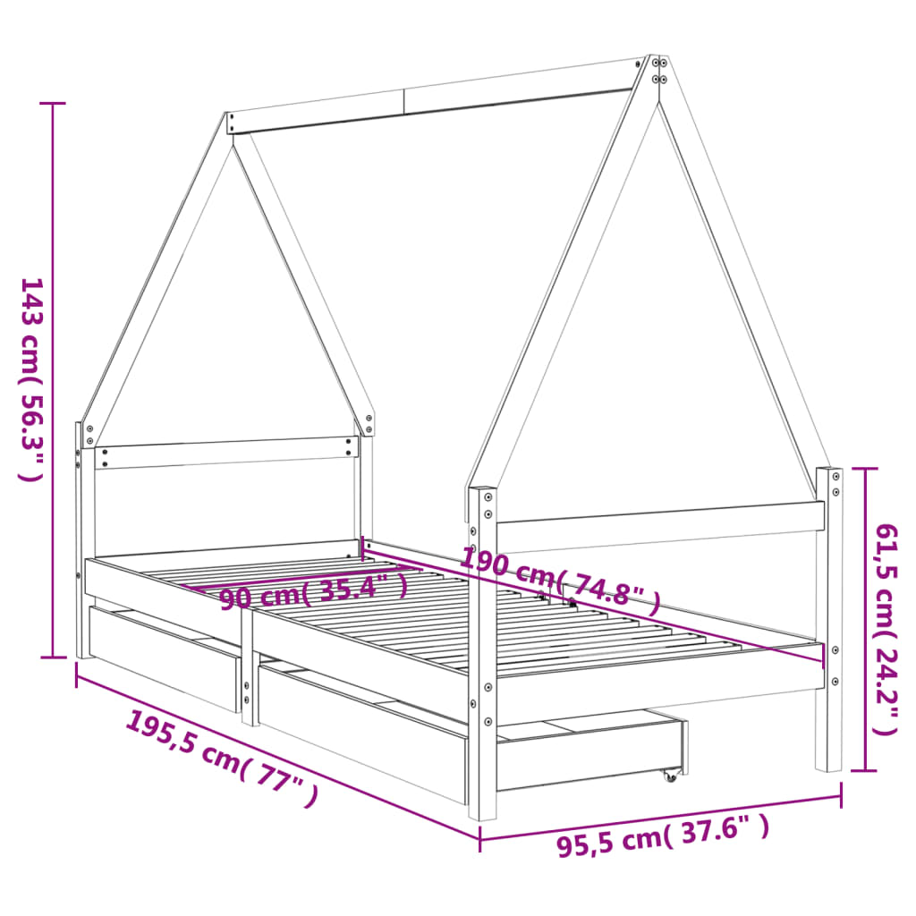 8720845445003_g_en_hd_8 vidaXL Kids Bed Frame with Drawers Black 90x190 cm Solid Wood Pine - Image 10