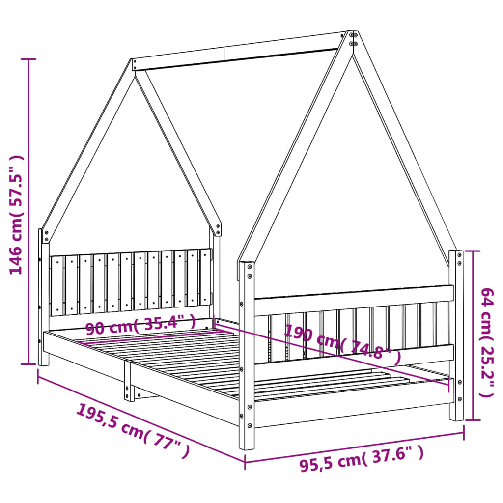 8720845445287_g_en_hd_7 vidaXL Kids Bed Frame 90x190 cm Solid Wood Pine - Image 9