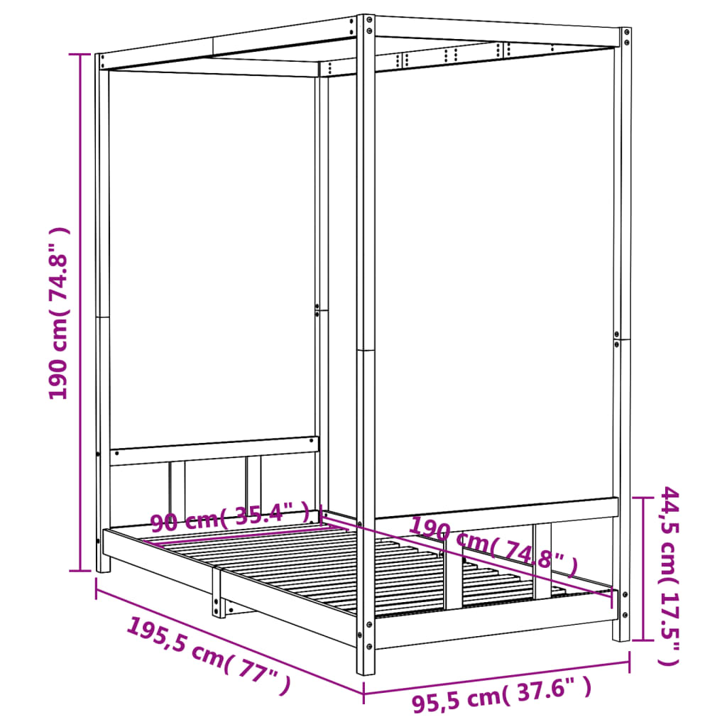 8720845445386_g_en_hd_7 vidaXL Kids Bed Frame White 90x190 cm Solid Wood Pine - Image 9