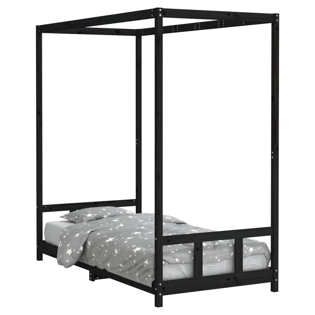 8720845445393_a_en_hd_1 vidaXL Kids Bed Frame Black 90x190 cm Solid Wood Pine - Image 2