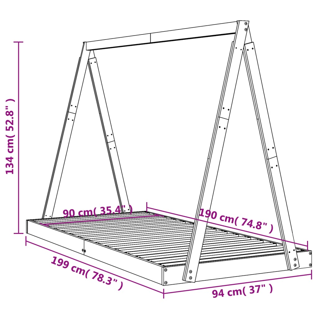 8720845445539_g_en_hd_7 vidaXL Kids Bed Frame White 90x190 cm Solid Wood Pine - Image 9