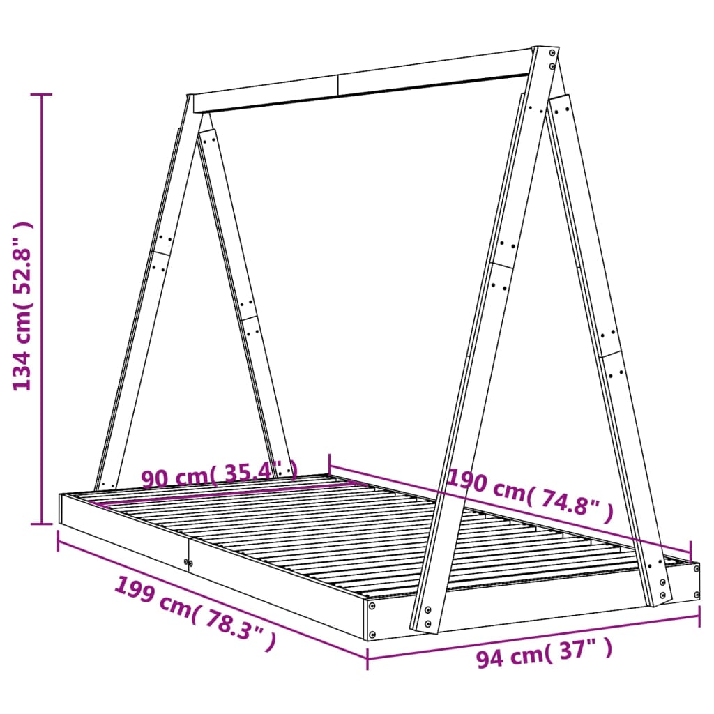 8720845445546_g_en_hd_7 vidaXL Kids Bed Frame Black 90x190 cm Solid Wood Pine - Image 9