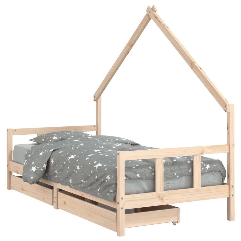 8720845445676_a_en_hd_1 vidaXL Kids Bed Frame with Drawers 90x190 cm Solid Wood Pine - Image 2