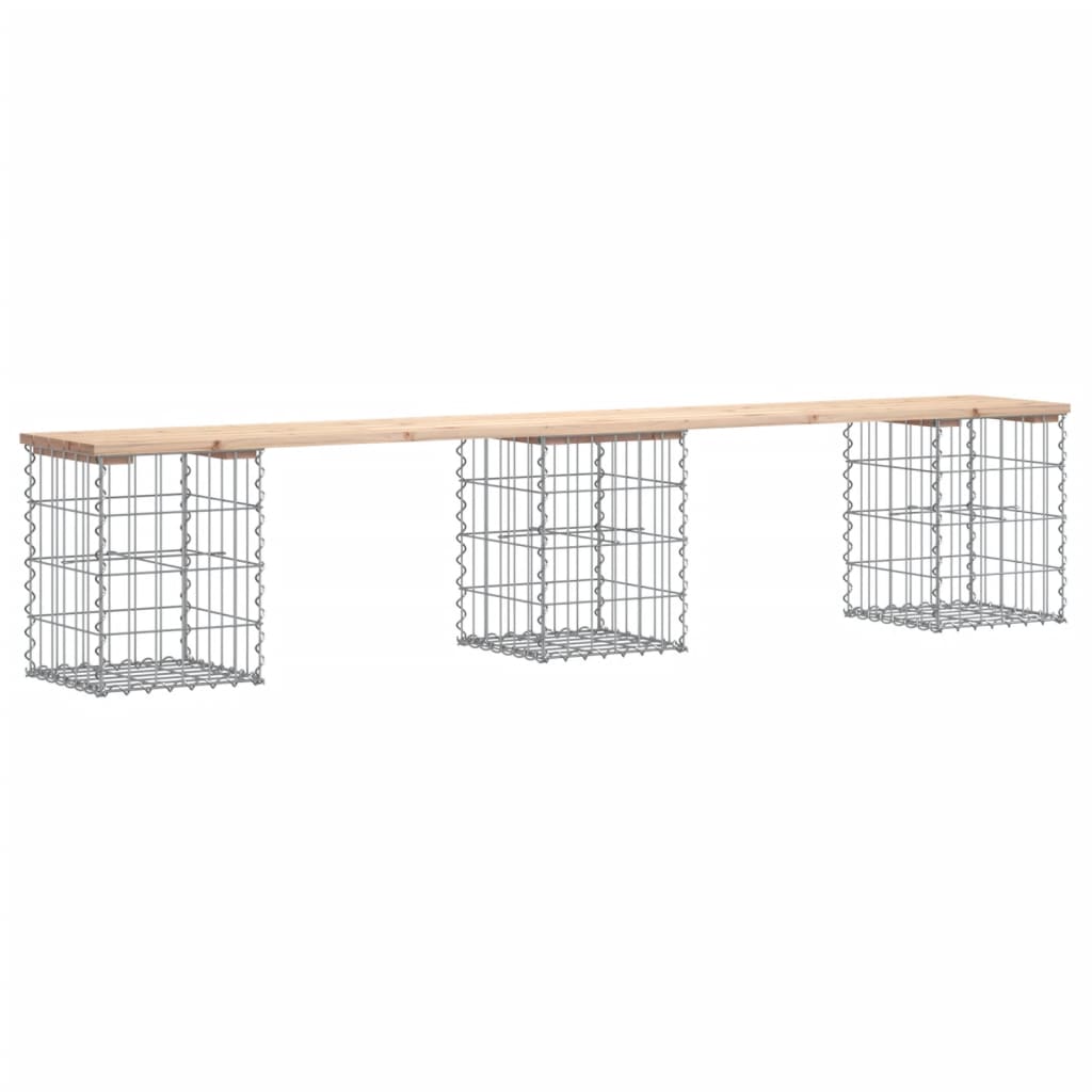 8720845445973_a_en_hd_1 vidaXL Garden Bench Gabion Design 203x31x42 cm Solid Wood Pine - Image 2