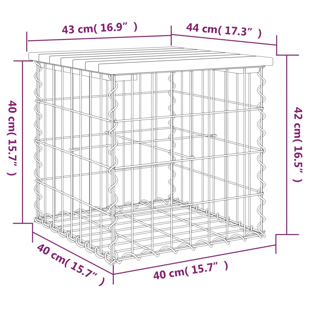 8720845446000_g_en_hd_6 vidaXL Garden Bench Gabion Design 43x44x42 cm Solid Wood Pine - Image 8