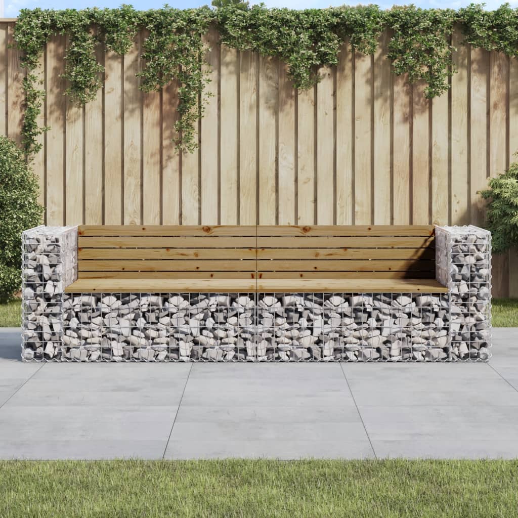 8720845453312_m_en_hd_1 vidaXL Garden Bench Gabion Design 244x71x65.5 cm Impregnated Wood Pine - Image 1