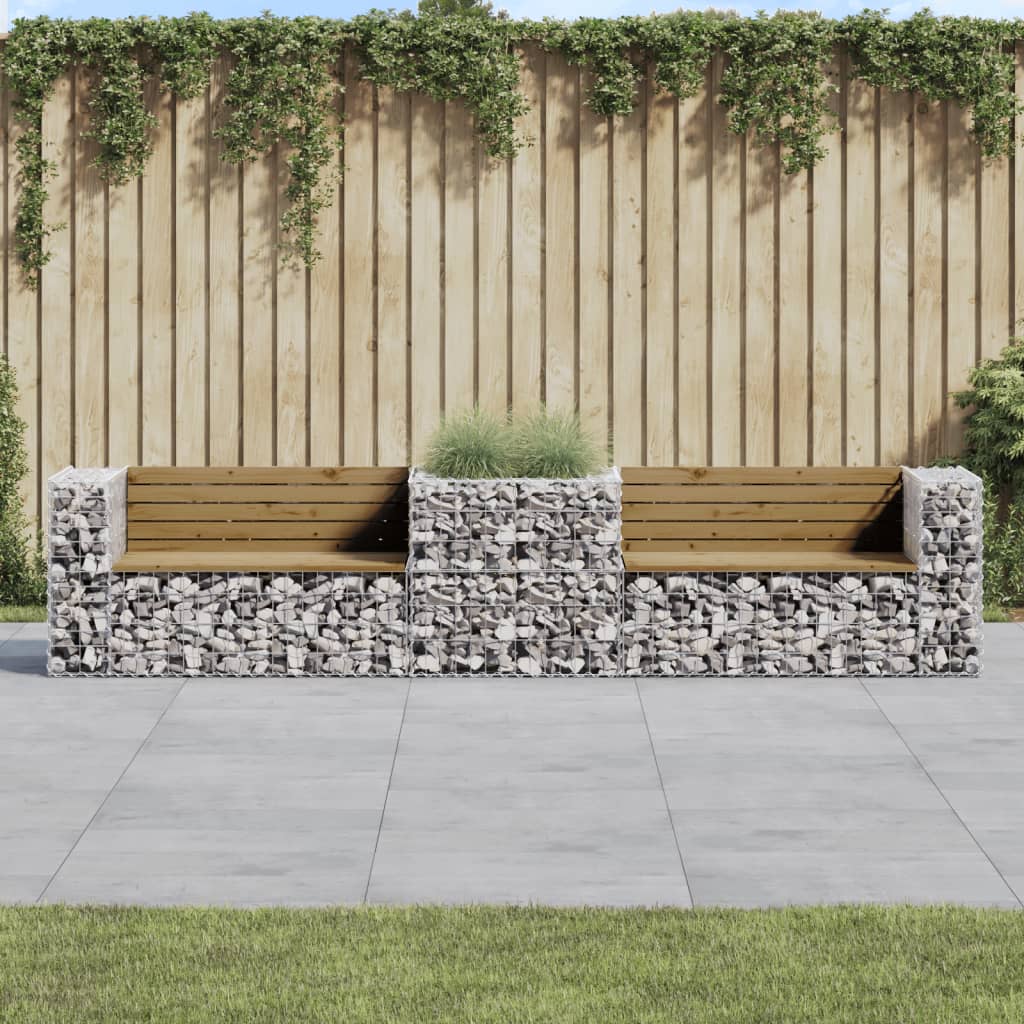 8720845453374_m_en_hd_1 vidaXL Garden Bench with Gabion Basket Impregnated Wood Pine - Image 1