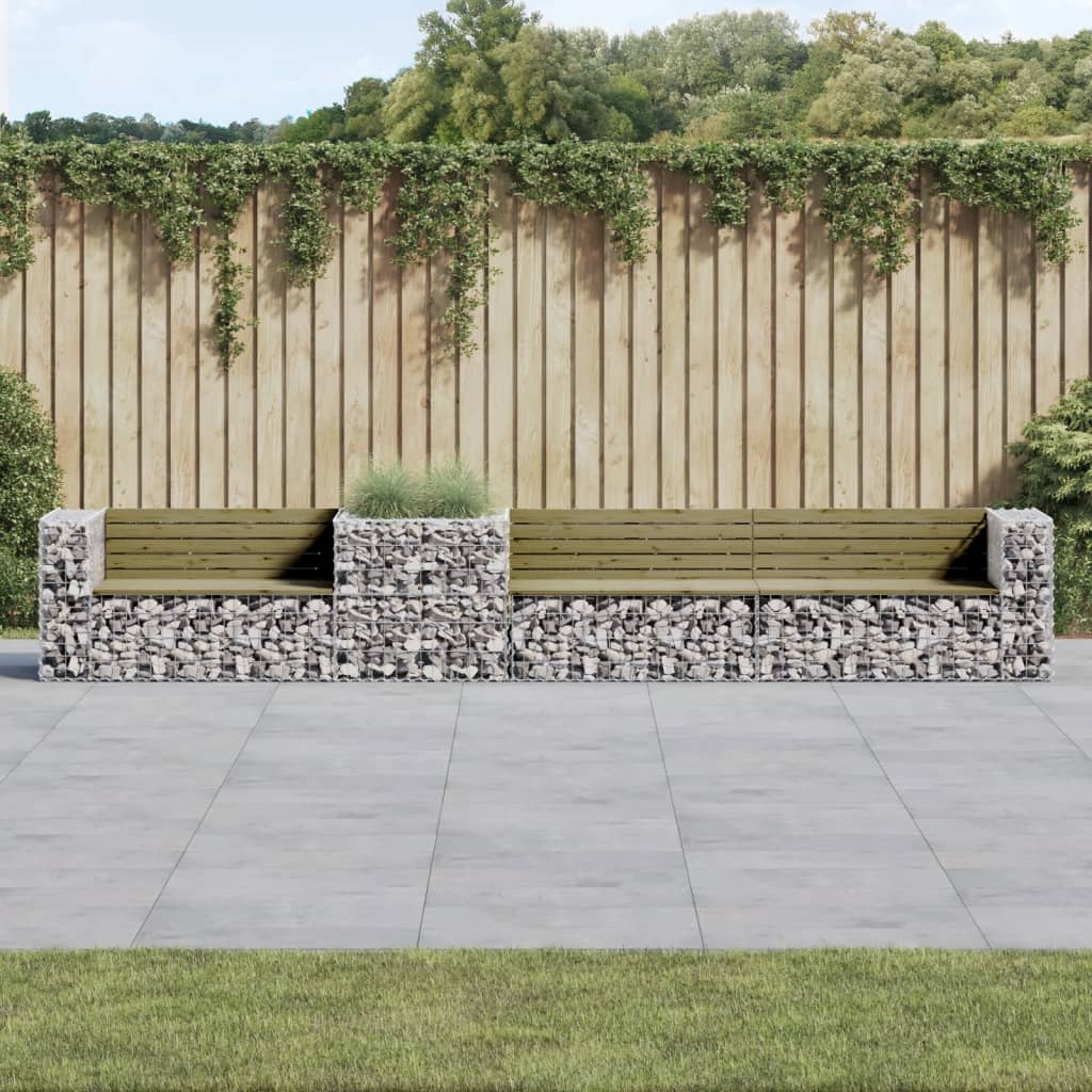 8720845453404_m_en_hd_1 vidaXL Garden Bench with Gabion Basket Impregnated Wood Pine - Image 1