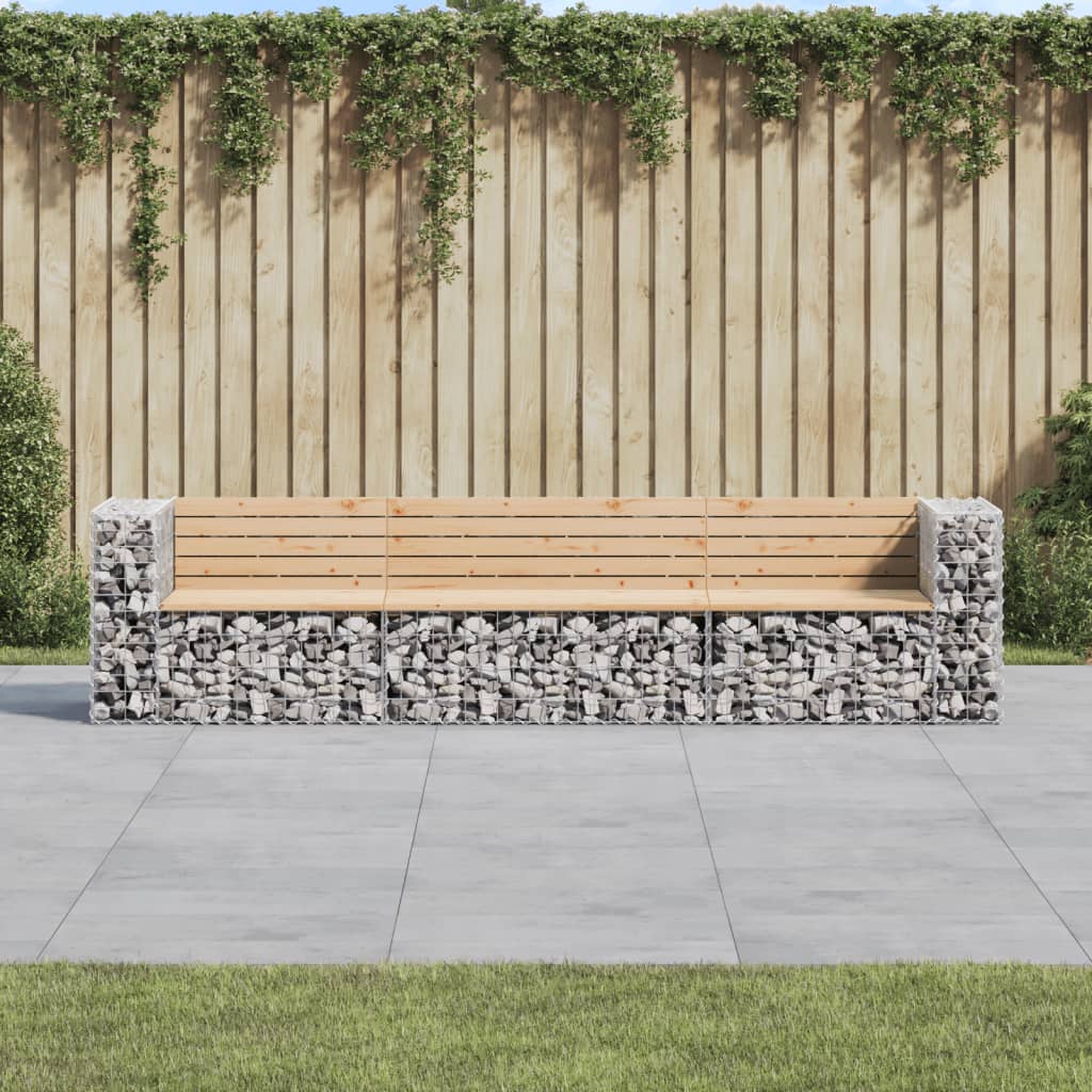 8720845453411_m_en_hd_1 vidaXL Garden Bench Gabion Design 287x71x65.5 cm Solid Wood Pine - Image 1