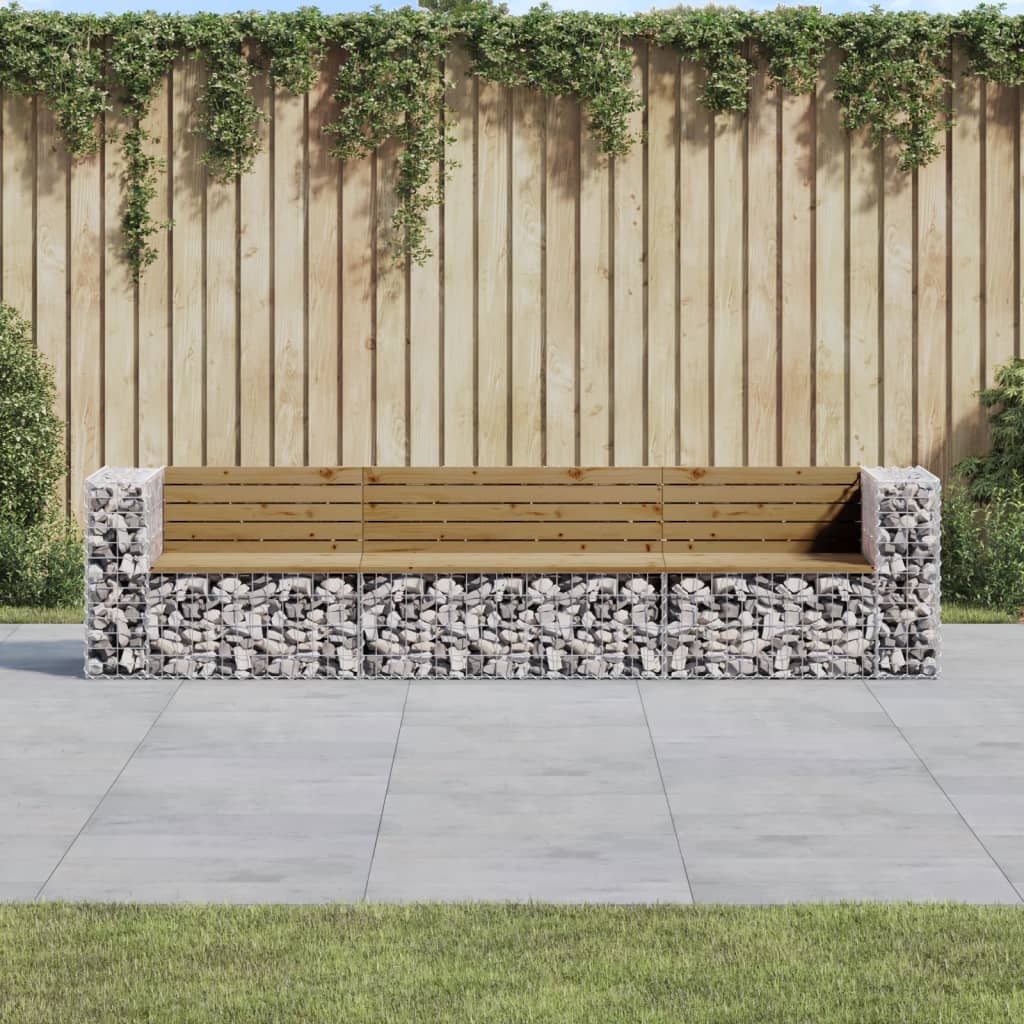 8720845453435_m_en_hd_1 vidaXL Garden Bench Gabion Design 287x71x65.5 cm Impregnated Wood Pine - Image 1